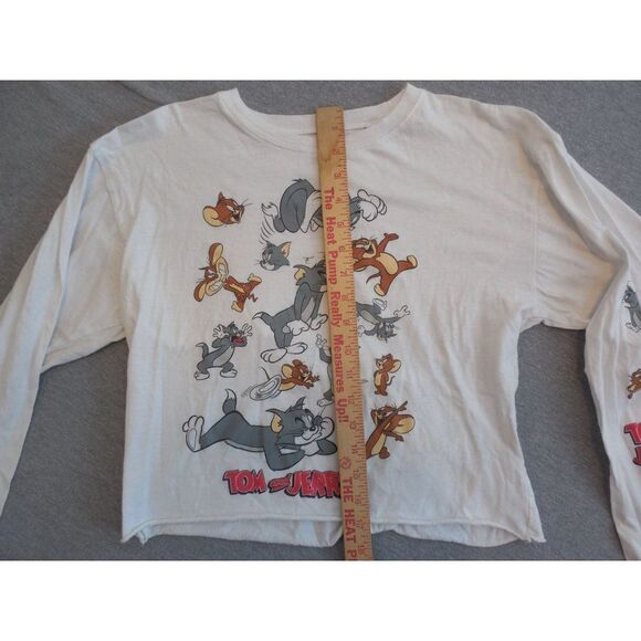Tom And Jerry Crop Top Women Sz M Long Sleeve Cartoon Animation - Picture 4 of 8